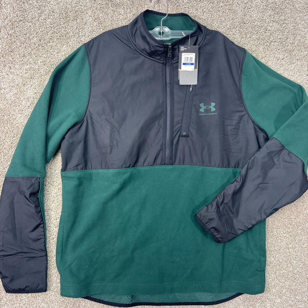 Under Armour Pullover Mens XL UA CGI 1/2 Zip Green Black ColdGear NEW